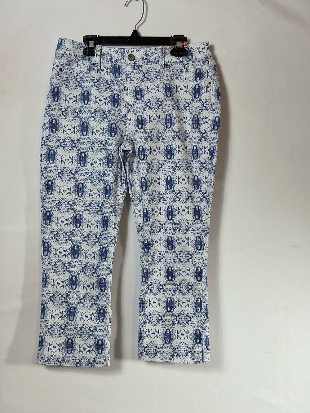 Laurie Felt Blue and White Cropped Patterned Jeans